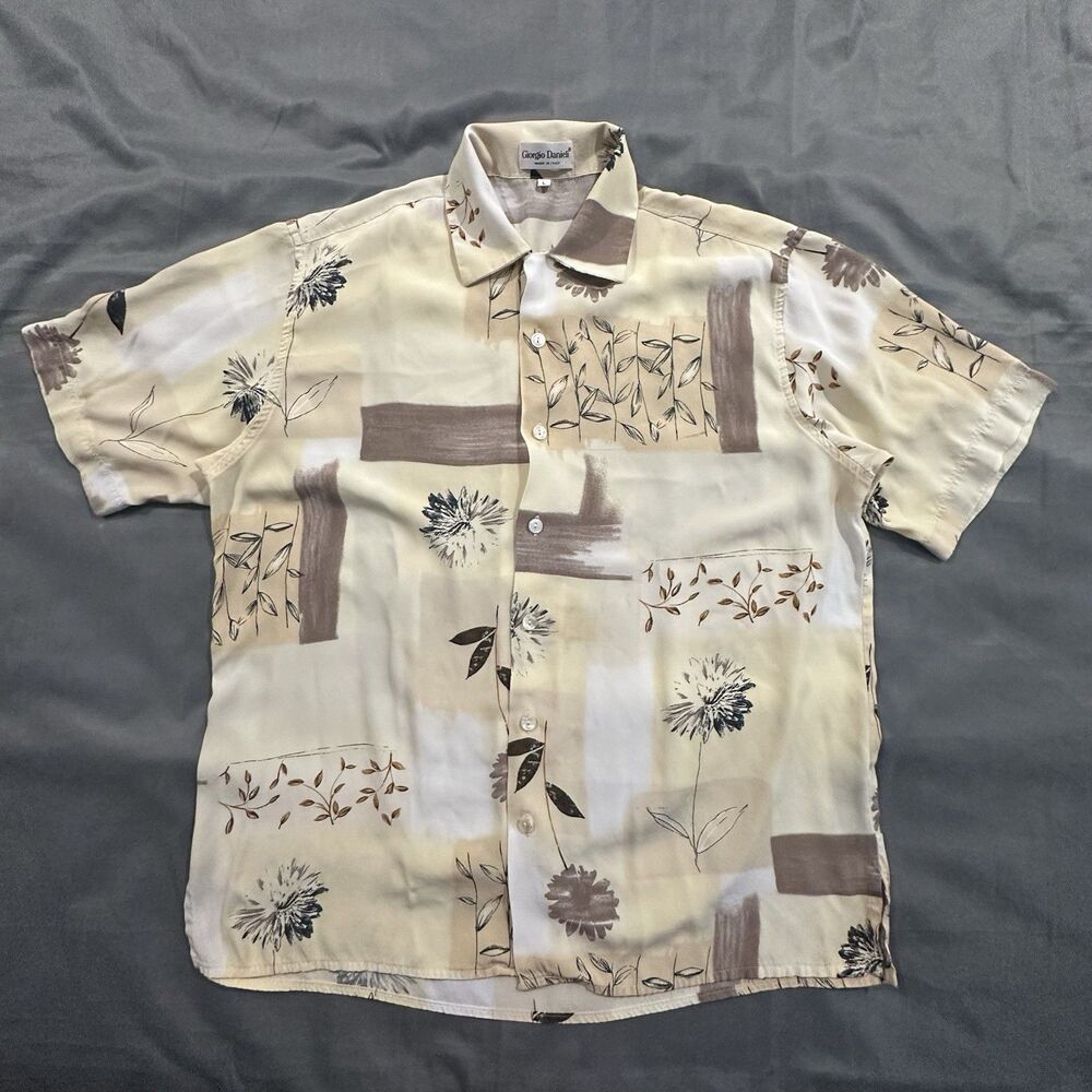 Vintage 90s Giorgio Danieli Shirt Button Up Artsy Abstract Made In Italy Mens L